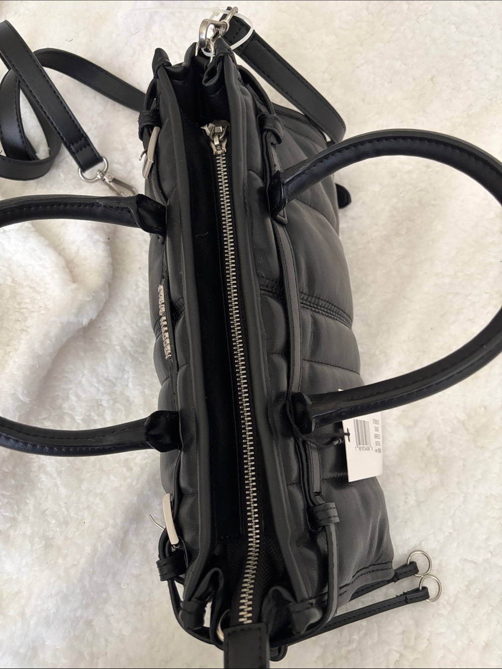 Steve Madden Black Quilted Mini Satchel Crossbody - Picture 5 of 7